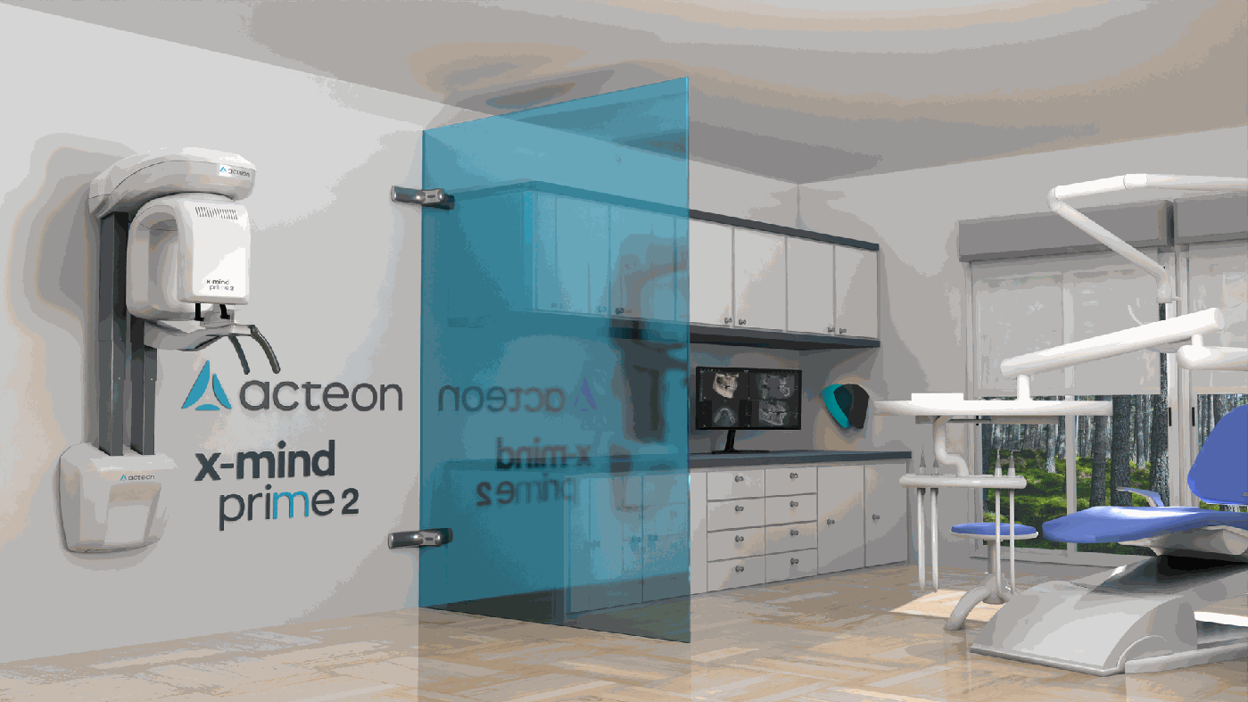 Acteon X-Mind Prime 2 aan de wand naast de behandelkamer