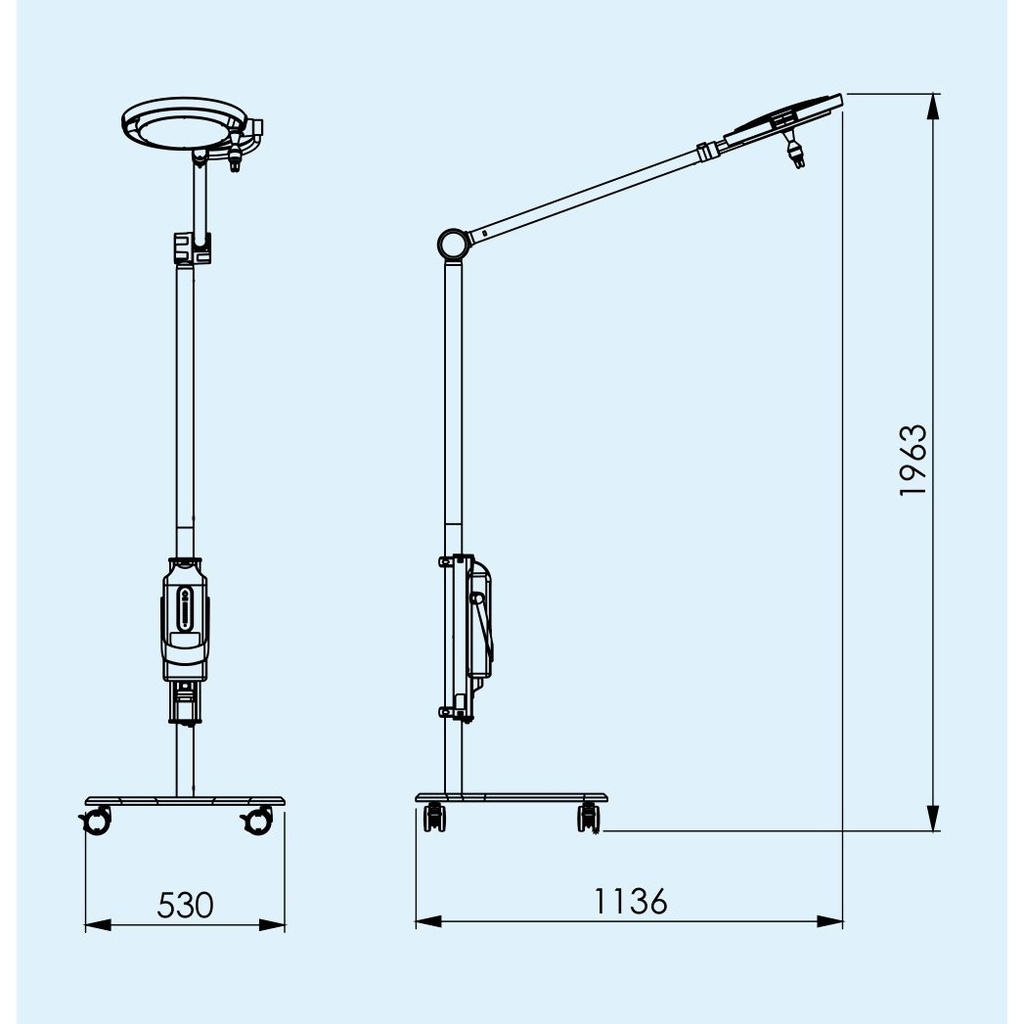 Dr. Mach LED 130F onderzoekslamp, batterijstatief op 4-voe (2)