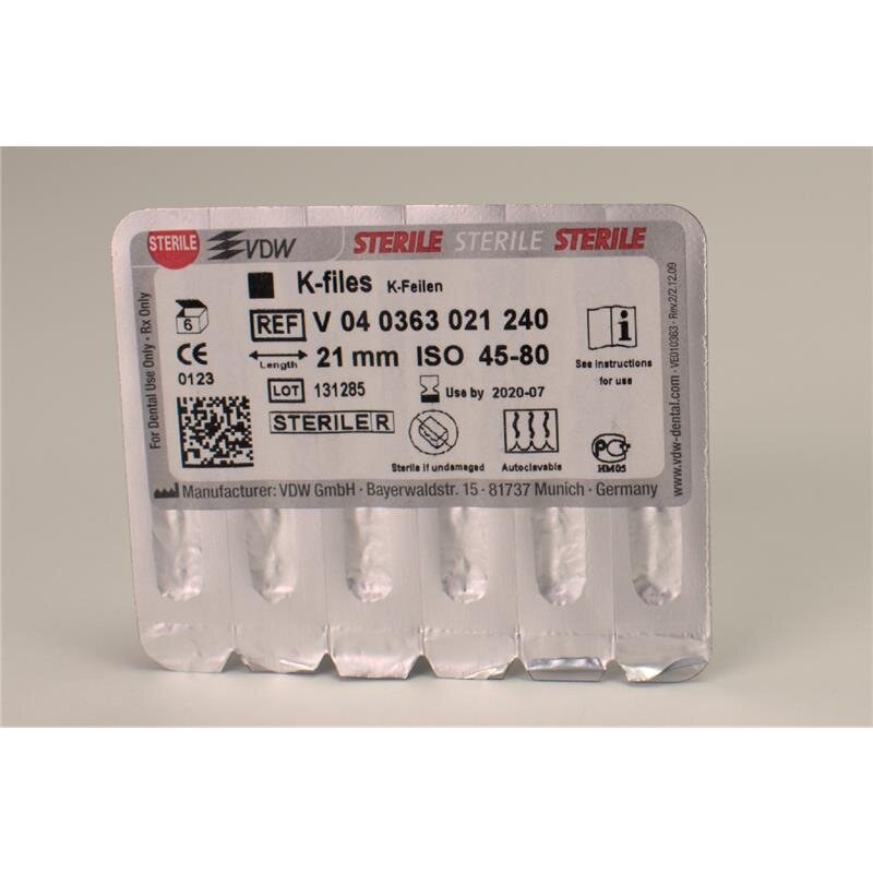 VDW Sterile K-vijlen, ISO 45-80, 21 mm (2)