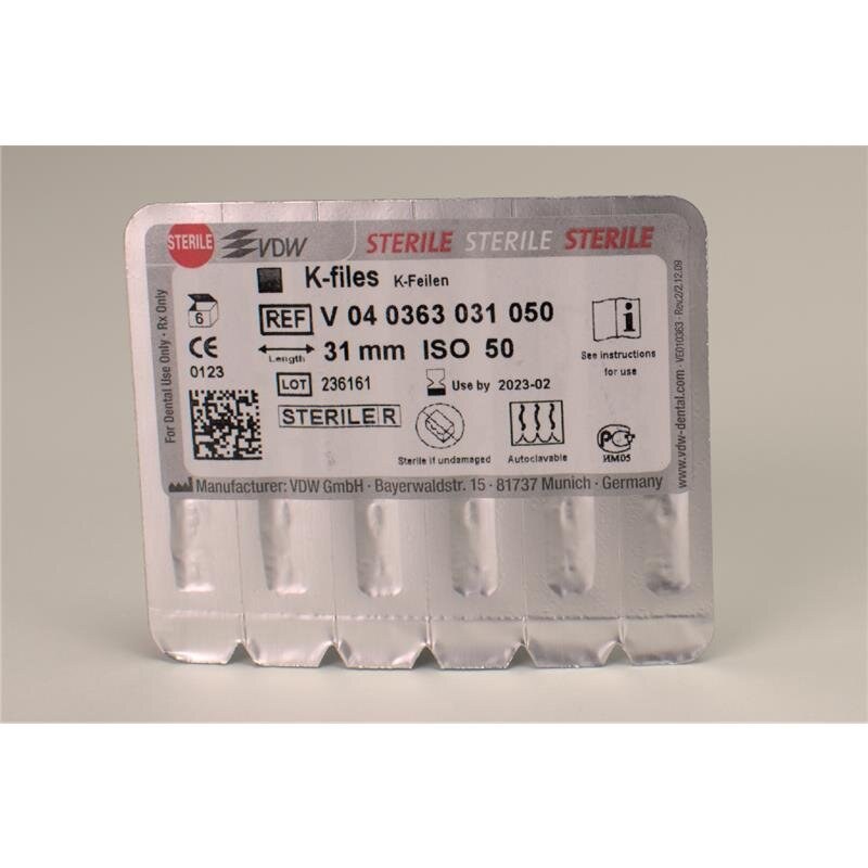 VDW Sterile K-vijlen, ISO 050, 31 mm, type 63 (2)