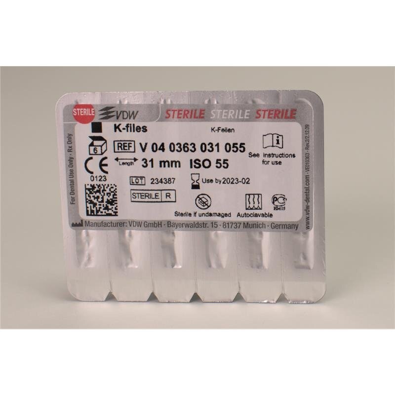 VDW 63 K-vijlen, ISO 055, 31 mm, steriel (2)