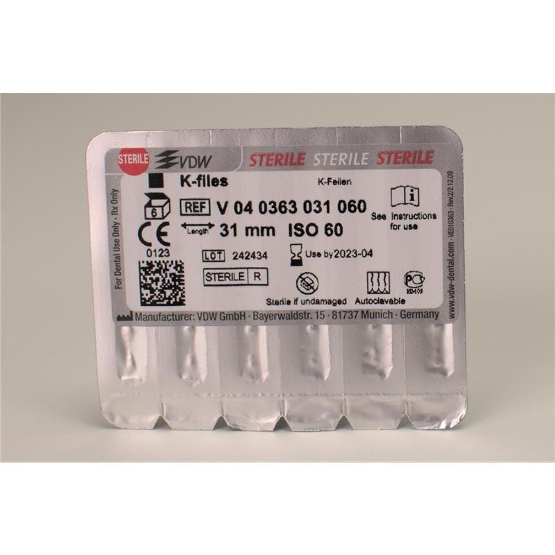 VDW Sterile K-vijlen, ISO 60, 31 mm, steriel, 63 (2)