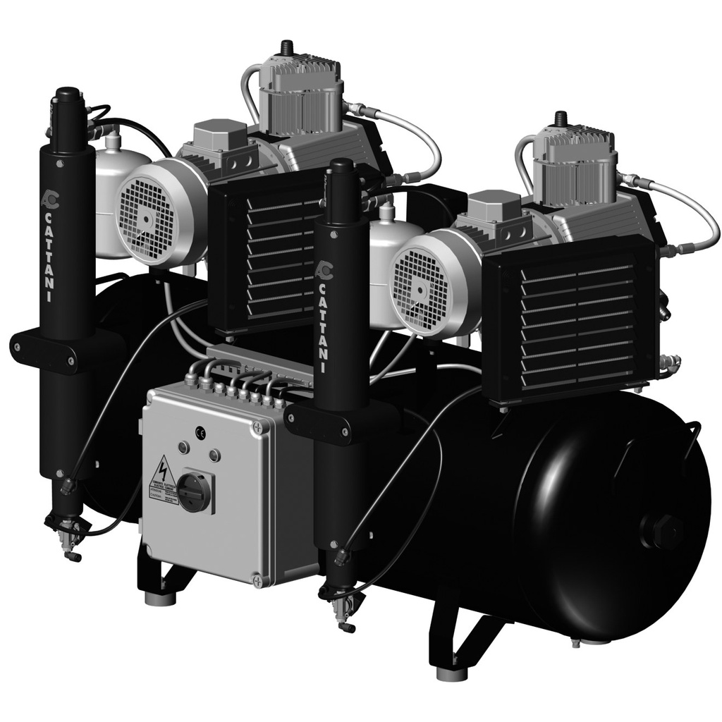 Cattani AC600 compressor, tandem 3 cilinders met 2 luchtdr (2)