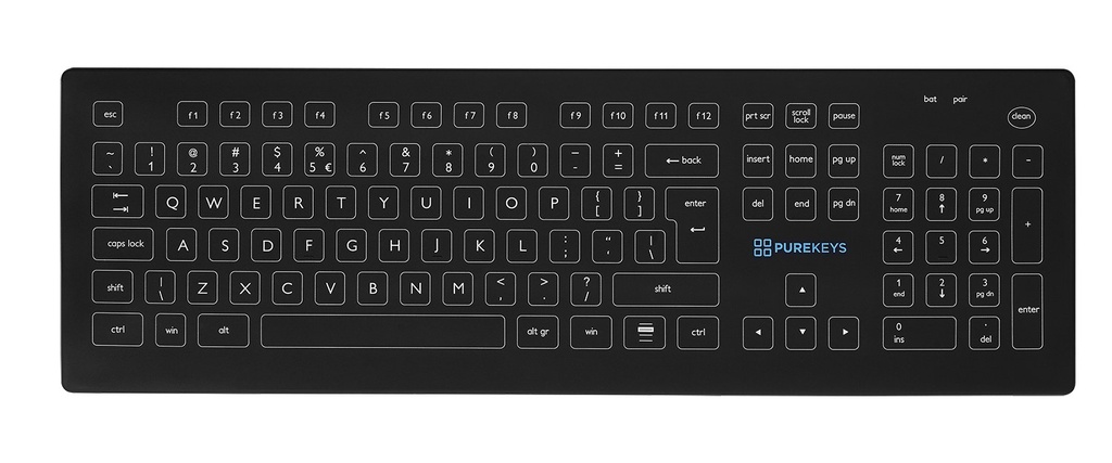 Purekeys Full Size Medisch Keyboard - draadloos (zwart) (2)