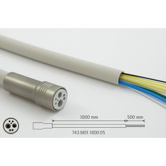 Mytronic turbineslang 4-gats met licht, 1800 mm, grijs