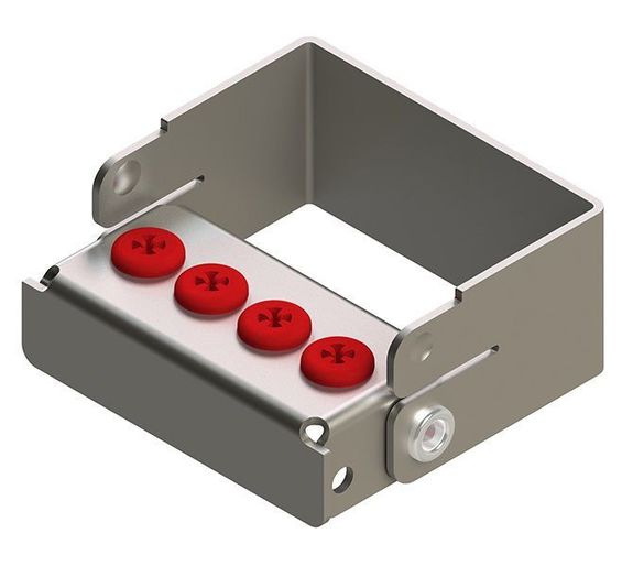 [190205-3] Nichrominox Plug'In Borenblok - 4 gaten - 3cm hoog (Rood)