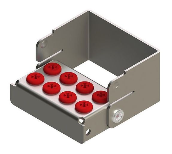 [190210-3] Nichrominox Plug'In 8 borenblok met siliconen plugs, 8 gaten in 2 rijen, 3 cm hoog (Rood)