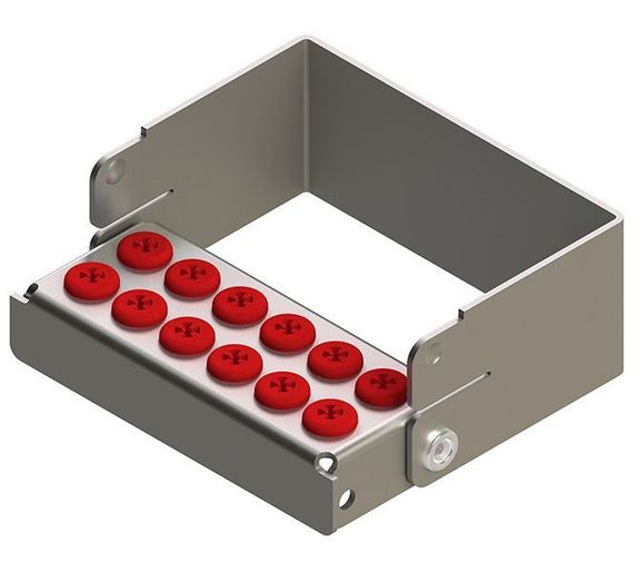 [206012-3] Nichrominox Plug'In 12 borenblok voor lange boren, 12 gaten in 2 rijen, 4 cm hoog (Rood)