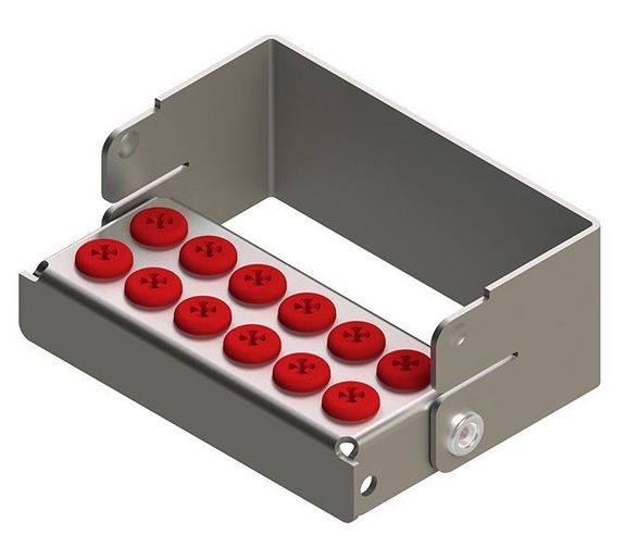 [190211-3] Nichrominox Plug'In 12 borenblok met siliconen plugs, 12 gaten in 2 rijen, 3 cm hoog (Rood)