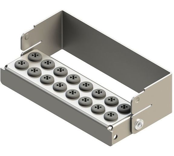 [190212-1] Nichrominox Plug'In 16 borenblok met siliconen plugs, 16 gaten in 2 rijen, 3 cm hoog (Grijs)