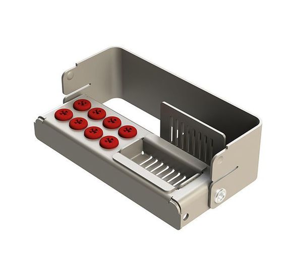[190282-3] Nichrominox Plug'In 8 Plus borenblok met uitneembaar bakje, 8 gaten in 2 rijen (Rood)