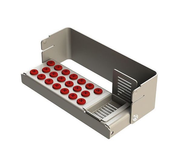 [190286-3] Nichrominox Plug'In 20 Plus borenblok met uitneembaar bakje, 20 gaten in 3 rijen (Rood)