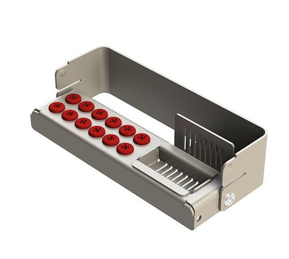 [190284-3] Nichrominox Plug'In 12 Plus borenblok met uitneembaar bakje, 12 gaten in 2 rijen (Rood)