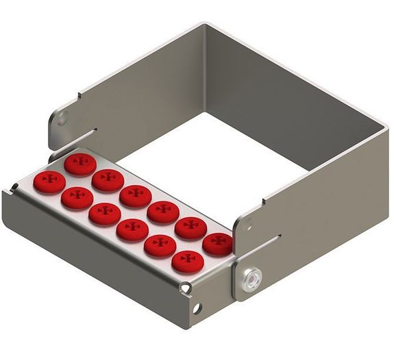 [206010-3] Nichrominox Plug'In 12 borenblok voor lange boren, 12 gaten in 2 rijen, 5 cm hoog (Rood)