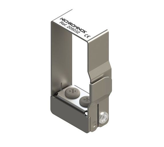 [205032-1] Nichrominox Clip Plug In Borenblok - 2 gaten - 5,5cm hoog (Grijs)