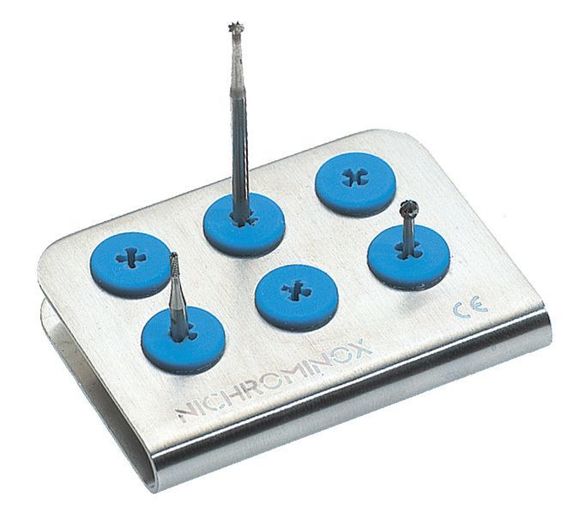 [205012-1] Nichrominox Multi Holder houder voor boren en scalertips, 6 gaten, diameter 3,5 tot 5 mm (Grijs)