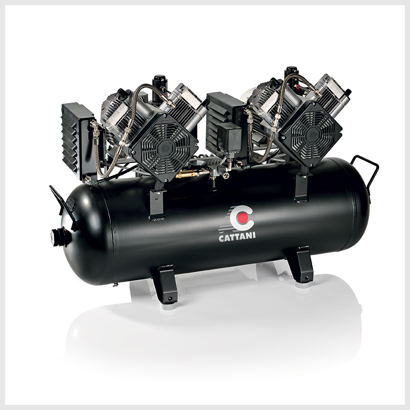 Cattani AC 400 - Tweecilinder, dubbelkopscompressor, met 2 luchtdrogers (400v)