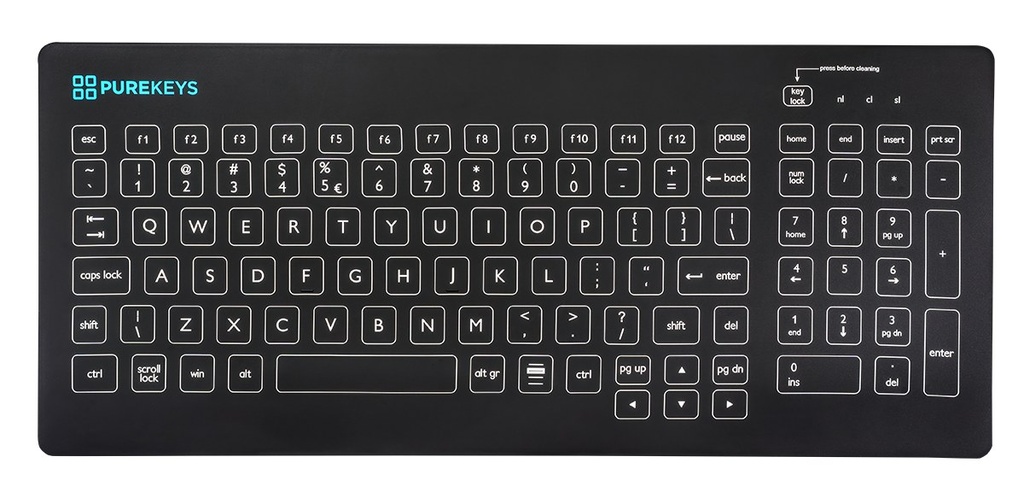 [PUREKEYS-40000102] Purekeys Compact FA Medisch Keyboard (zwart)