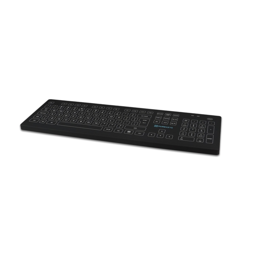 [PUREKEYS-50000102] Purekeys Full Size Medisch Keyboard - draadloos (zwart)