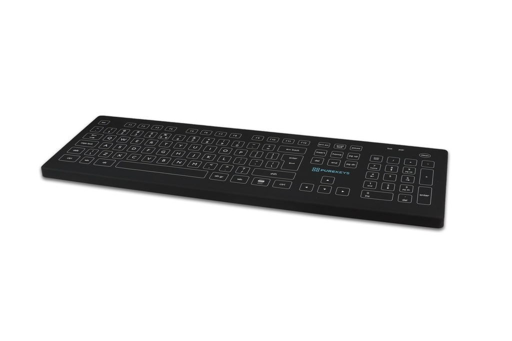 [PUREKEYS-50000102] Purekeys Full Size Medisch Keyboard - draadloos (zwart)