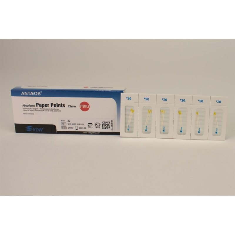 [V010560029020] VDW Taper .02 papierpunten, maat 20, steriel