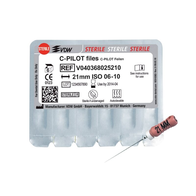 VDW C-PILOT handvijlen, steriel, maat 006, 21 mm