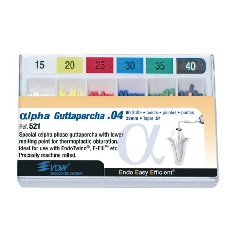 VDW Alpha Guttapercha Taper .04 gutta-perchapunten, ISO 25
