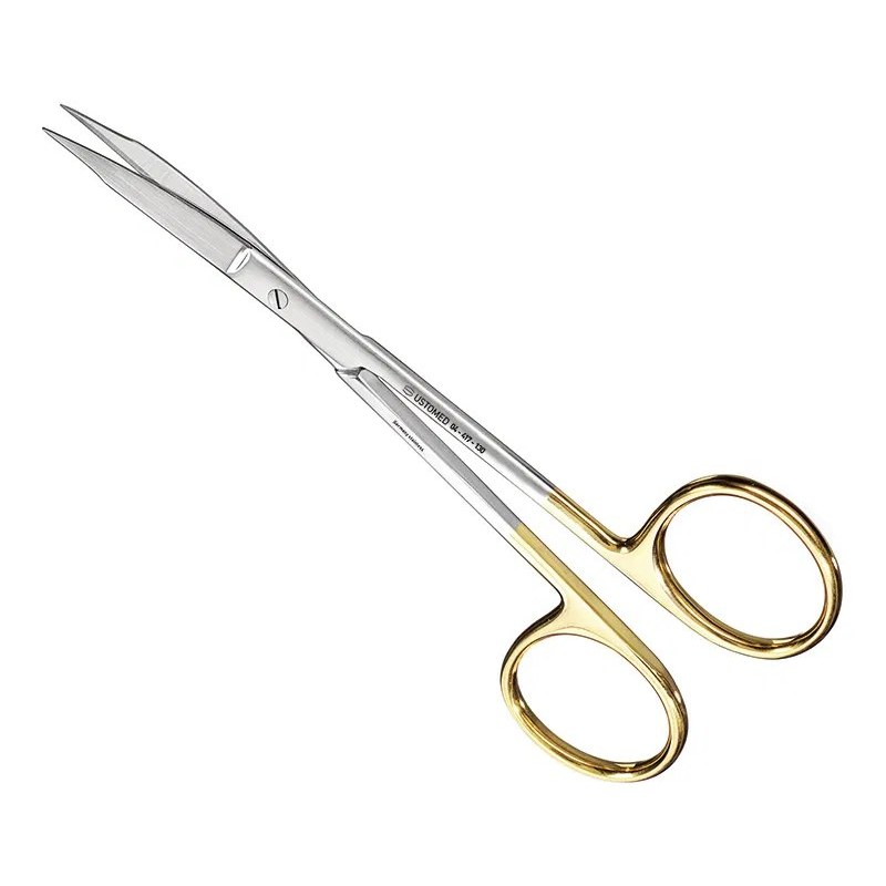 Ustomed – FOX hechtings-/ tandvleesschaar TC 13 cm gebogen, gekarteld