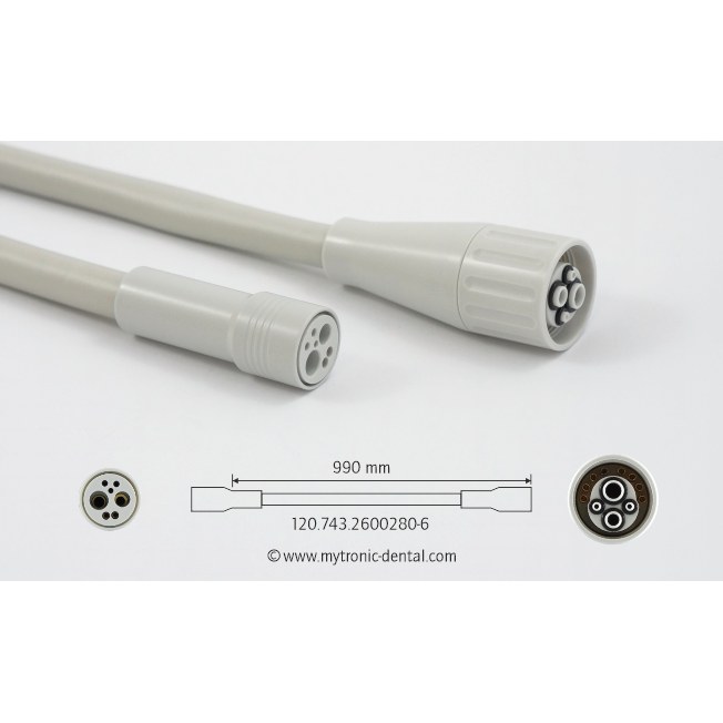 Mytronic turbineslang 4-gats met licht, 990 mm, grijs, unit Planmecagrey