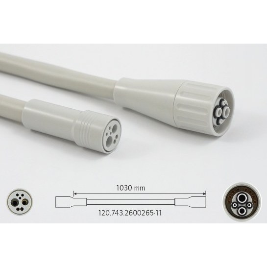Mytronic turbineslang 4-gats met licht, 1030 mm, grijs, unit Planmeca