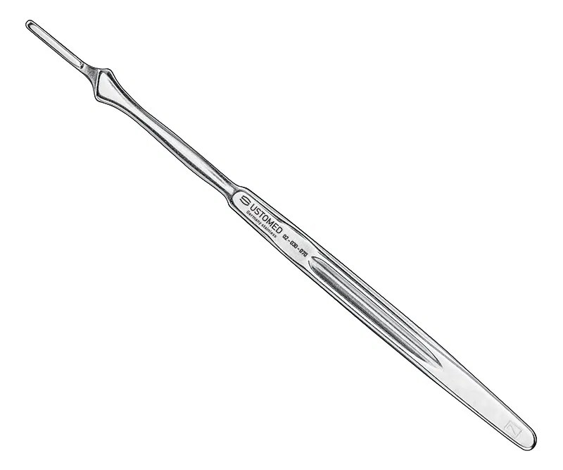 Ustomed – Scalpelhandvat 15 cm, rond, geribbeld 