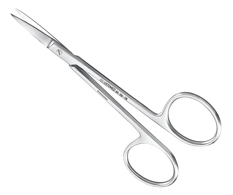 Ustomed - IRIS hecht- en tandvleesschaar, 11,5 cm, recht, standaard uitvoering, grote ring