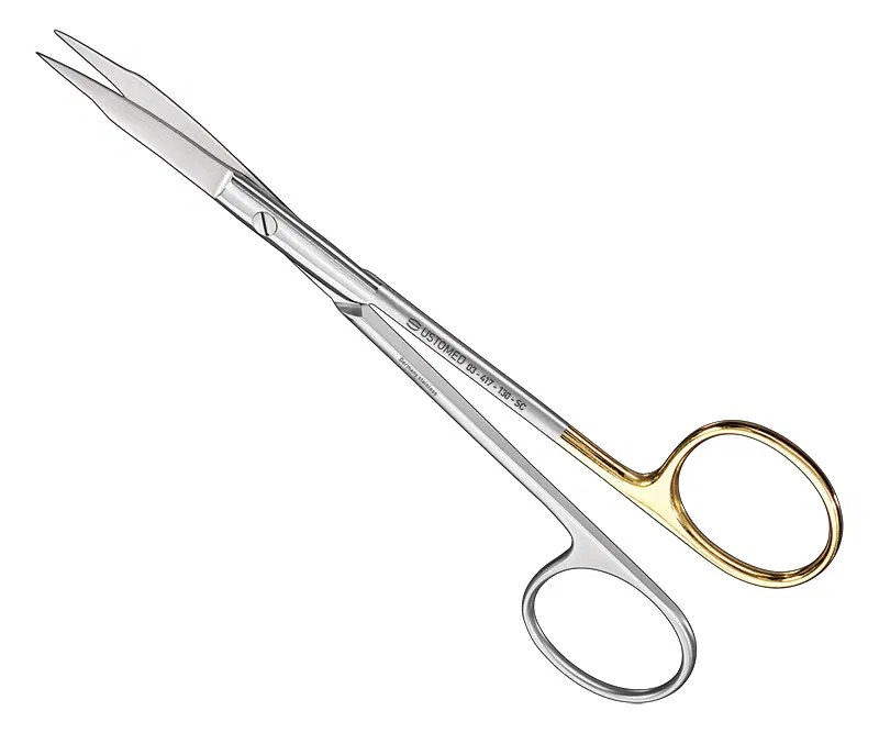 Ustomed - FOX hechtings-/tandvleesschaar, 13 cm, gebogen, Super-Cut uitvoering