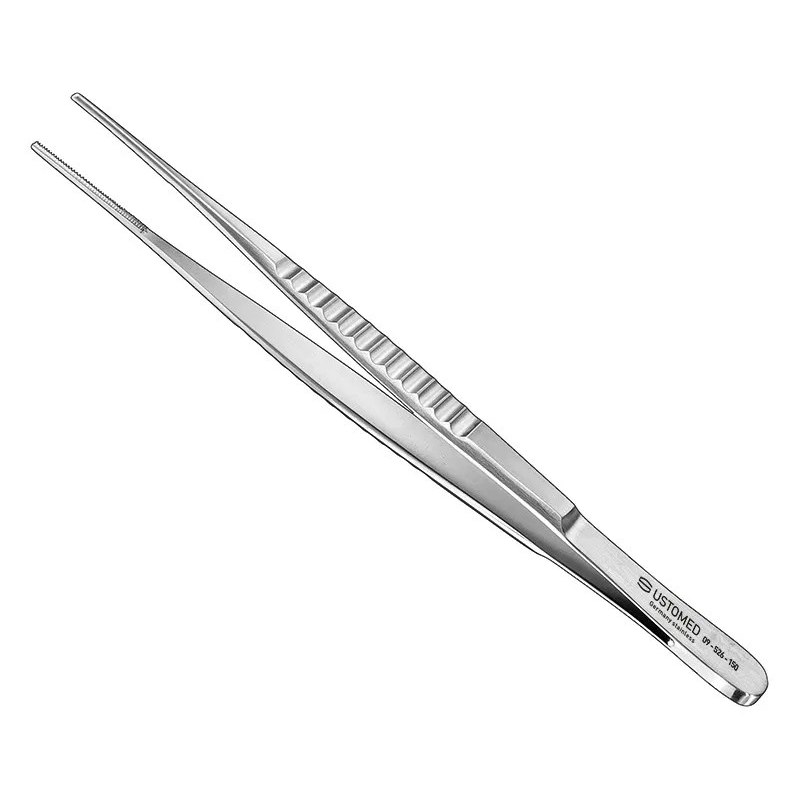 [09-526-150] Ustomed - DE BAKEY atraumatisch pincet, 15 cm, recht, brede tip 2 mm