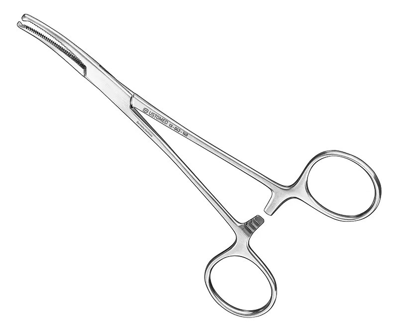 Ustomed - MICRO-MOSQUITO, hemostatische tang, 14 cm, gebogen, 1x2 tanden