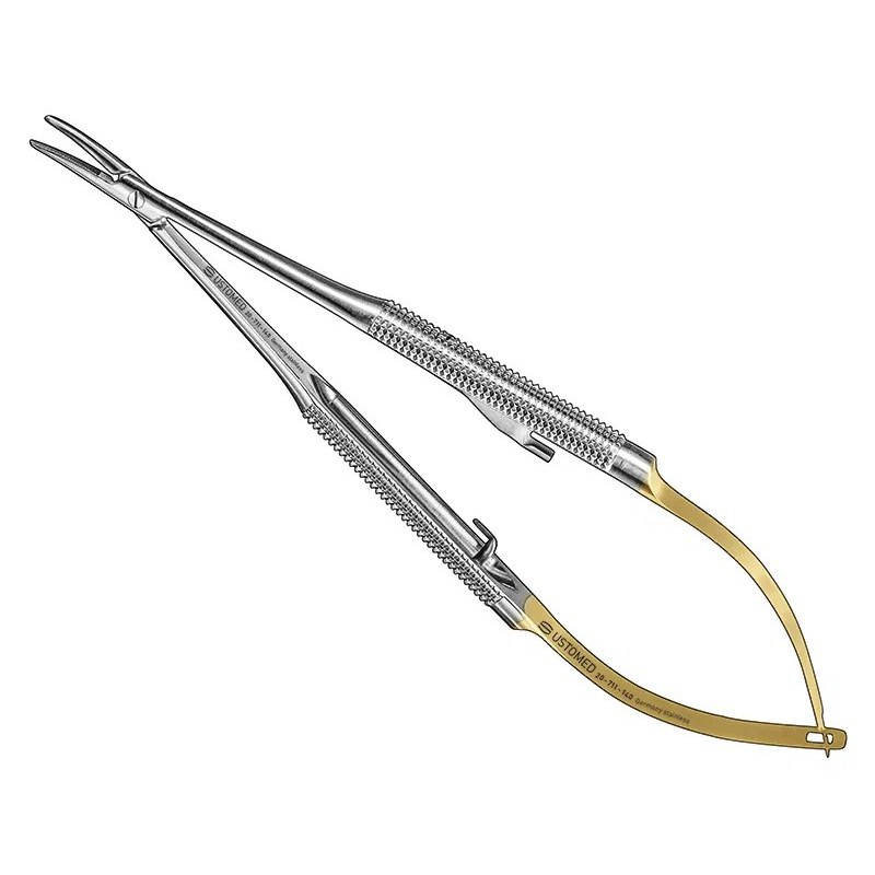 [20-711-140] Ustomed - BARRAQUER TC micro-naaldvoerder 14 cm, gebogen