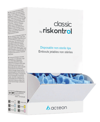 [201665] Acteon Riskontrol Classic niet-steriele tips - blauw (250 stuks)